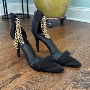 Charlotte Russe Black Heels with Gold Chains